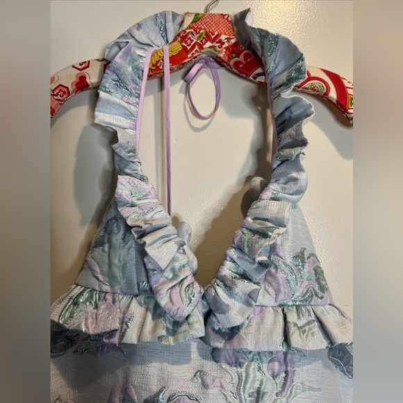 Arianne Elmy Best Friend Cute Metallic Halter 3D Heart Flower Charms Dress XL